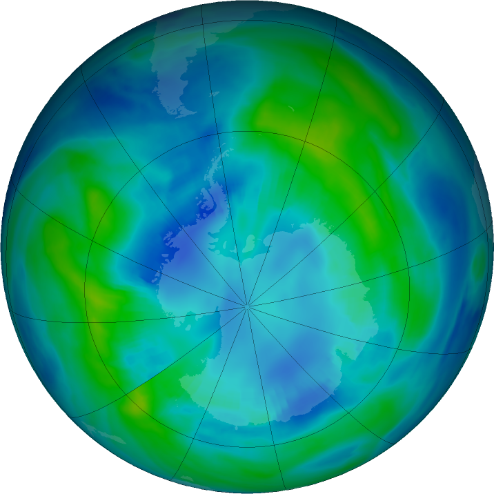 Antarctic ozone map for 17 April 2017